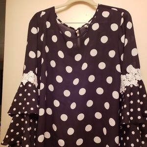Black polka dot blouse